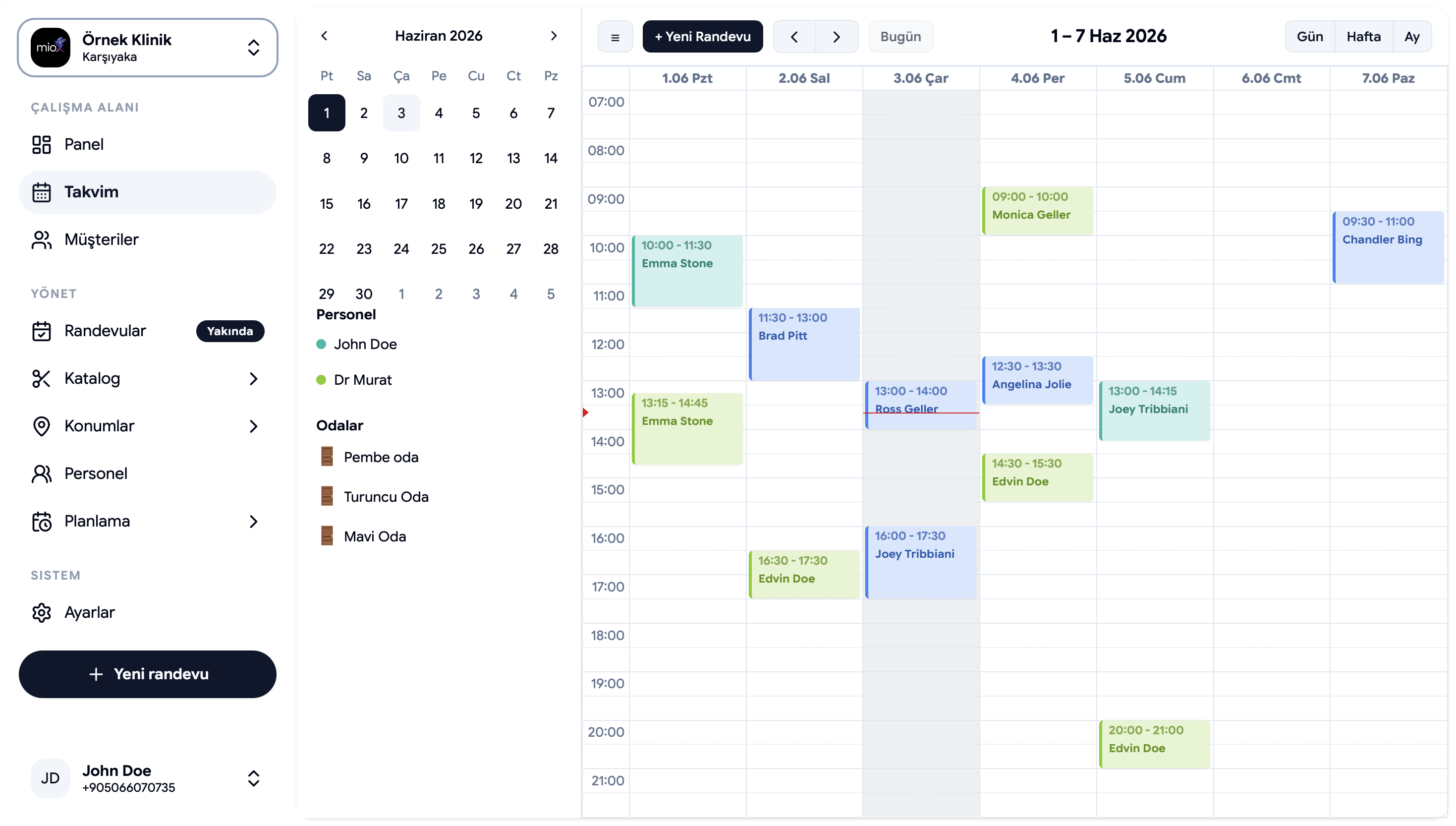 Calemio vet clinic booking app, clinic dashboard screenshot